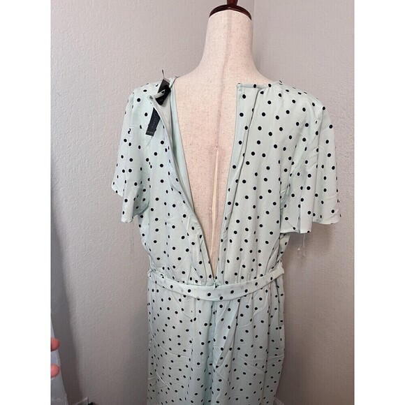 NWT Lane Bryant Faux Wrap Dress Size 16 Polka Dot Flirty Blue Midi Ruffle $90 - Picture 7 of 11